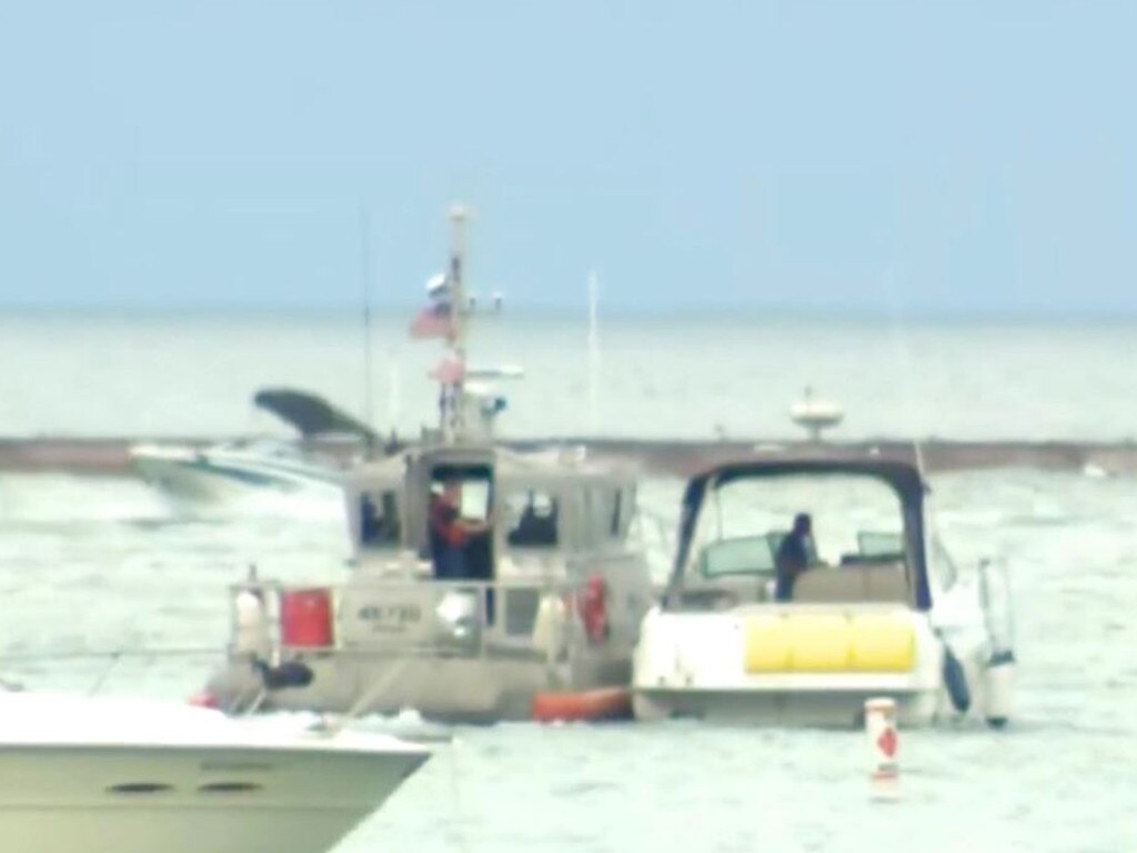 Lana and her friends were spending time in the ‘Playpen’ area on Lake Michigan in Chicago on Saturday when they had a run-in with another boat. Picture: CBS 2