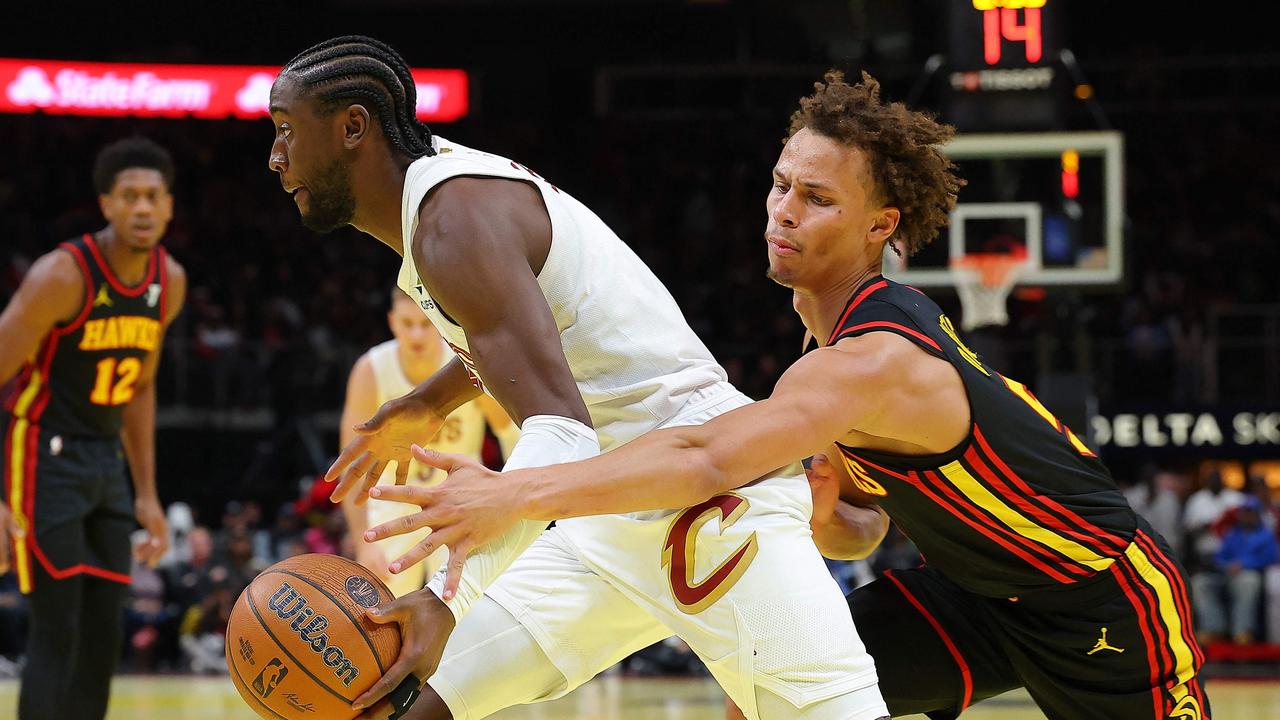 Dyson Daniels (right) has become a steals machine. (Photo by Kevin C. Cox/Getty Images via AFP)