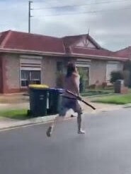 Kym Abrook re-enacts the moment he ran off after an offender. Picture: Nine News