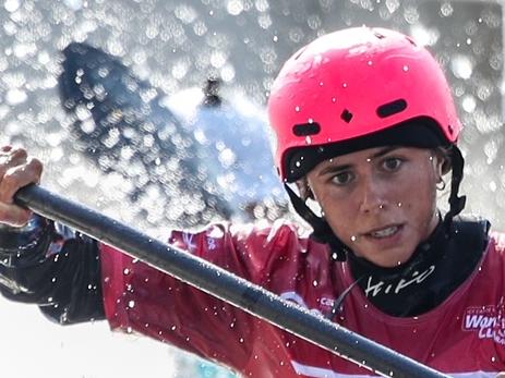 Paddler Noemie Fox in action in the Kayak Cross. Picture: Supplied