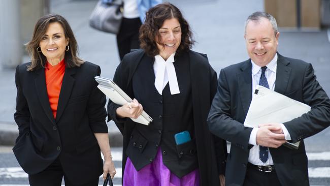 Lisa Wilkinson (L) pictured with lawyers leaving Federal Court Sydney.