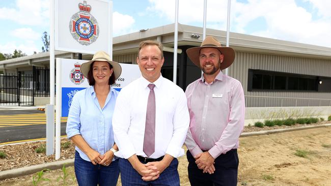 Premier Steven Miles and Health Minister Shannon Fentiman hold a press comference at the North Rockhampton Ambulance station with Brittany Lauga and Craig Marshall. Pics Adam Head