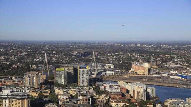 View of Sydney from the top of Tower 2 in Barangaroo. Picture: Dylan Robinson