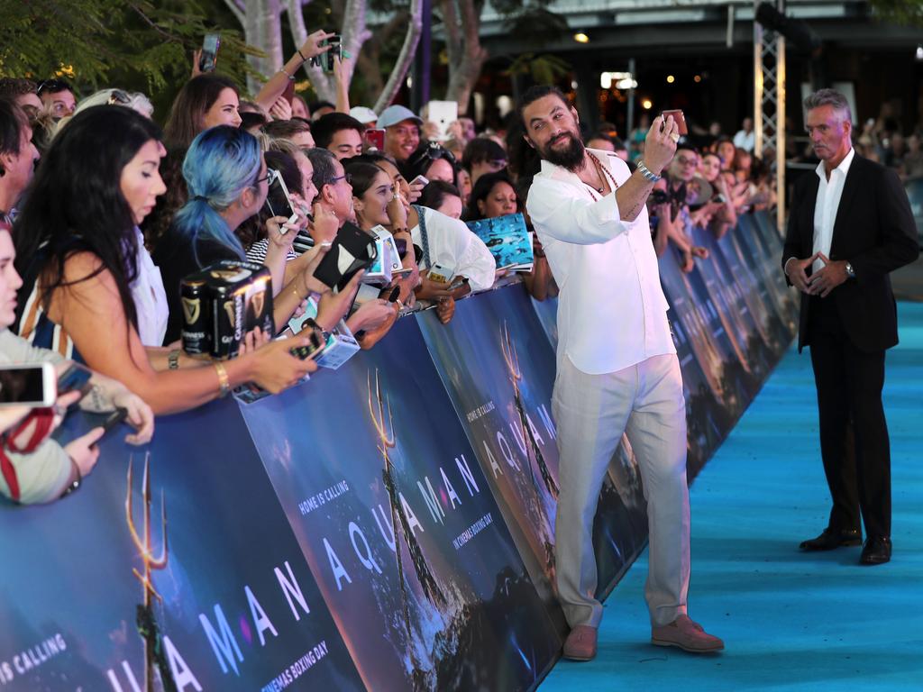 Aquaman movie - Gold Coast. Jason Momoa at the Australian premiere of Aquaman. Picture: NIGEL HALLETT