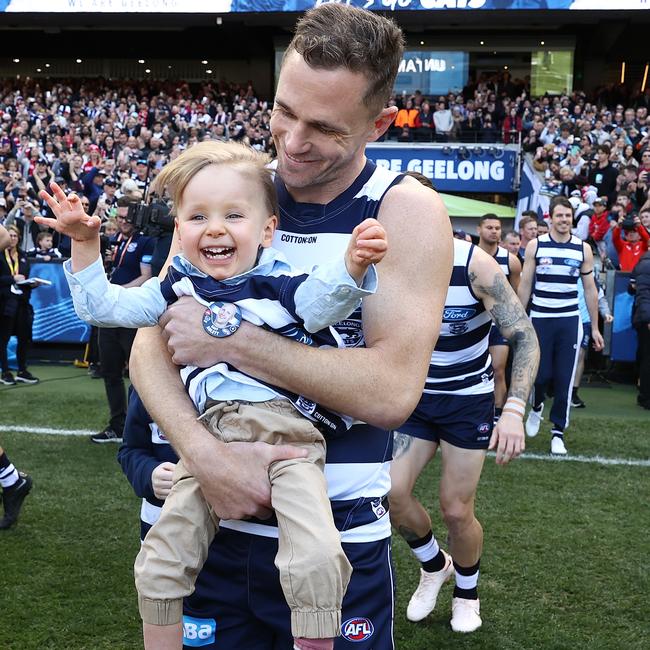 The Cats skipper with young Levi.