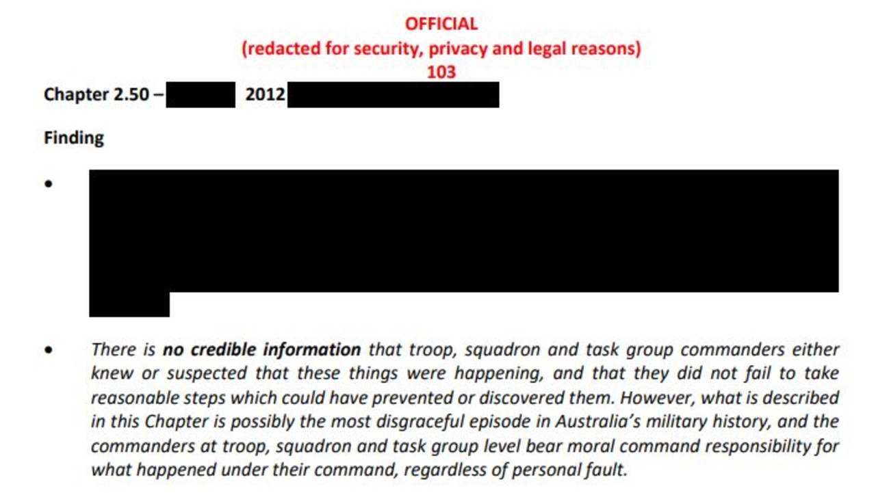 Chapter 2.50 of the Afghanistan Inquiry report. Picture: ADF