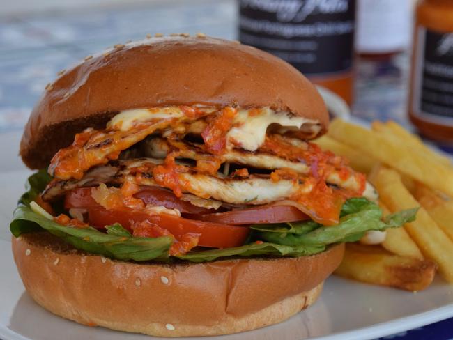 The Portuguese chicken burger at Botany Bites. Picture: Jenifer Jagielski