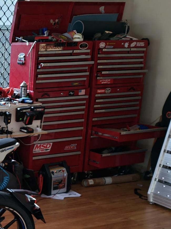 Cairns photographer, Joshua Ratcliffe said he moved his tools over from this tool chest, into a portable tub for storage and easier handling, before they were stolen. Picture: Joshua Ratcliffe.