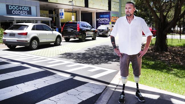 Jason Parker outside Gold Coast University Hospital car park. Picture: Glenn Hampson.