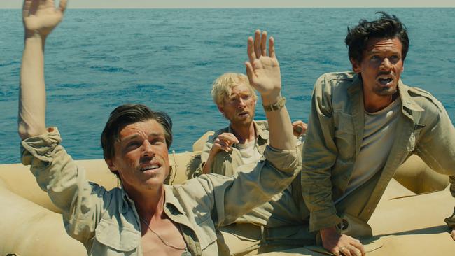 Brutal ... Jack O'Connell, Domhnall Gleeson and Finn Witrock in Angelina Jolie’s Unbroken.