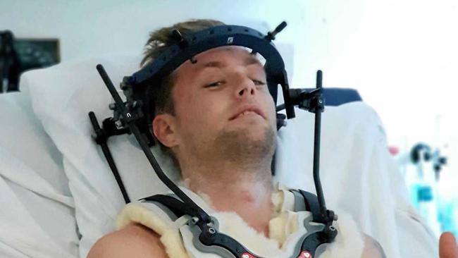 LONG ROAD: Father-of-two Tim Cornthwaite faces a long road ahead after a freak accident on his buck's party. Picture: Contributed