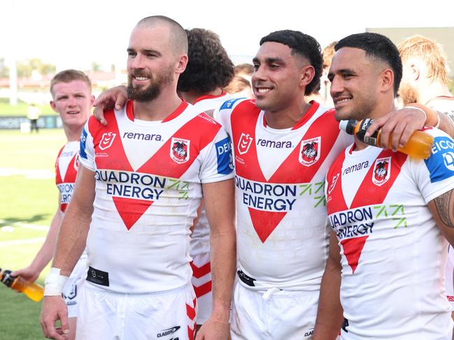 Tyrell Sloan (centre) has missed out on a Round 1 spot, with Clint Gutherson taking over at fullback., while Mathew Feagai and Christian Tuipulotu have been picked on the wings. Picture: Getty Images