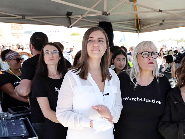 CANBERRA, AUSTRALIA NewsWire Photos, MARCH 15 2020: Brittany Higgins at the Women's March 4 Justice Rally in Canberra. The Women's March 4 Justice Rally at Parliament House in Canberra. Picture: NCA NewsWire / Gary Ramage