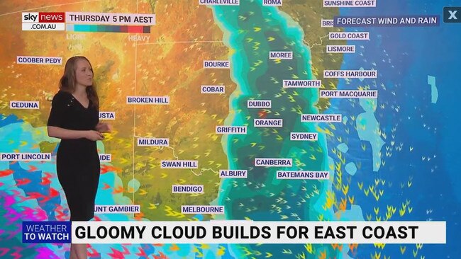 By Thursday evening, it will push towards NSW and Victoria. Picture: Sky Weather