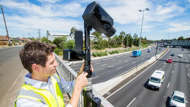 Alex McCredie tests the high-speed camera in Melbourne. Picture: Mark Stewart