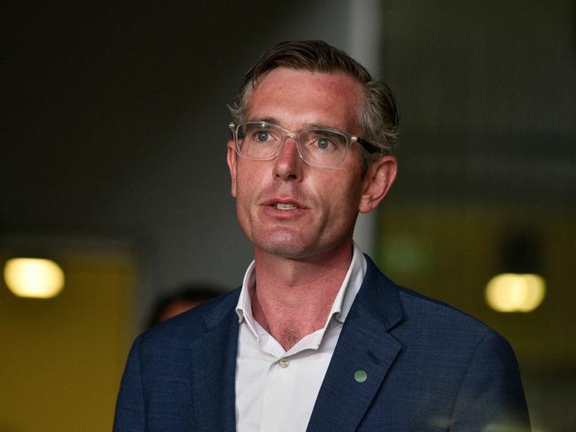 NSW Premier Dominic Perrottet speak to the media during a press conference at Nepean Hospital. Picture: Flavio Brancaleone