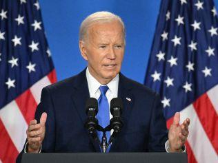 US President Joe Biden speaks during a press conference at the close of the 75th NATO Summit at the Walter E. Washington Convention Center in Washington, DC on July 11, 2024. (Photo by Mandel NGAN / AFP)