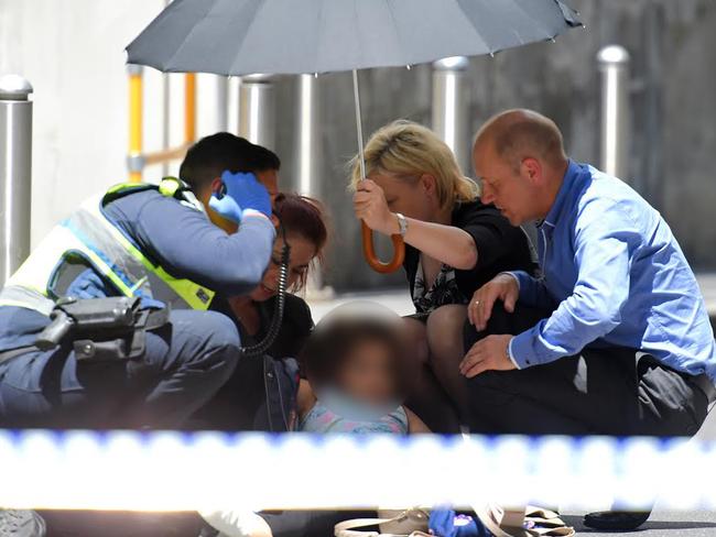 Pedestrians were mowed down in Bourke Street. Picture, Tony Gough