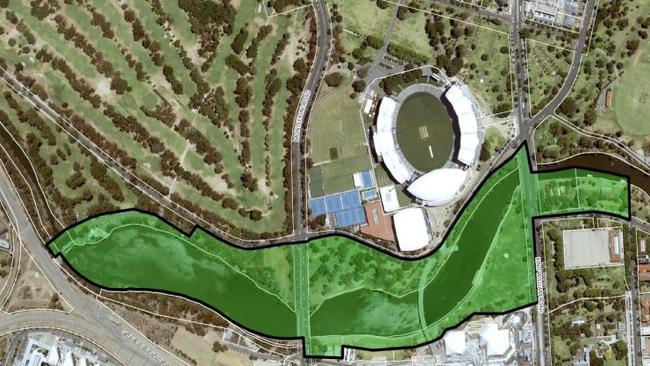 The proposed new “active waterfront precinct” subzone in the Riverbank Precinct. Picture: PlanSA