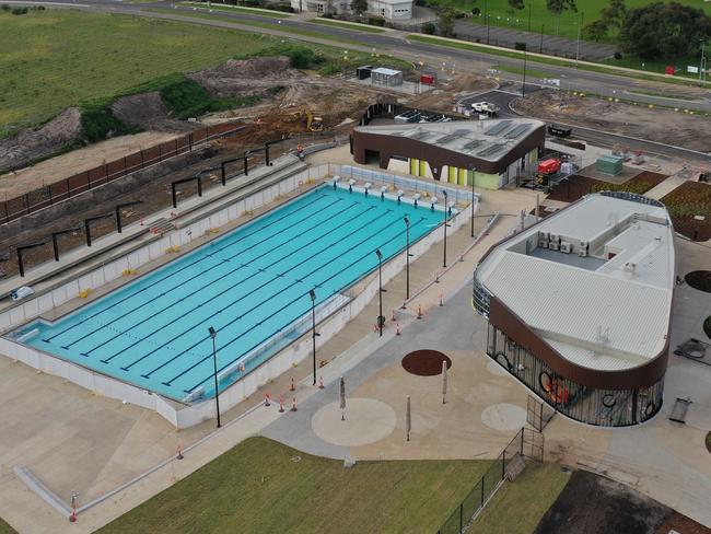 The new 50m pool looking towards Drysdale. The $15.5m North Bellarine Aquatic Centre at Drysdale is nearing completion. Picture: Alan Barber