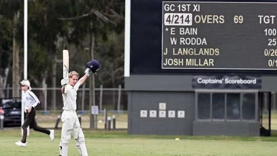 Ted Bain made plenty of runs for Geelong College.