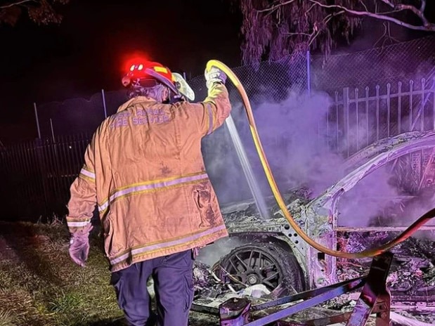 The quiet border town of Boggabilla has once again been used as a dumping ground for a number of alleged stolen vehicles, who were found engulfed in fire on Wednesday. Photo: Facebook