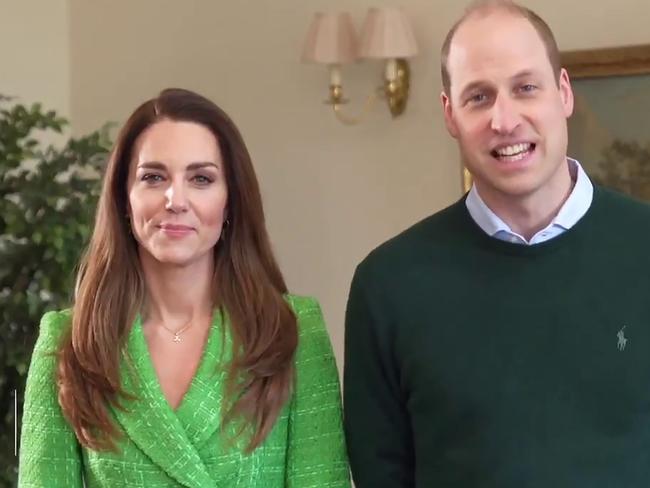 A united front from Kate Middleton and Prince William in a TV address for St Patrick’s Day. Picture: BACKGRID Australia