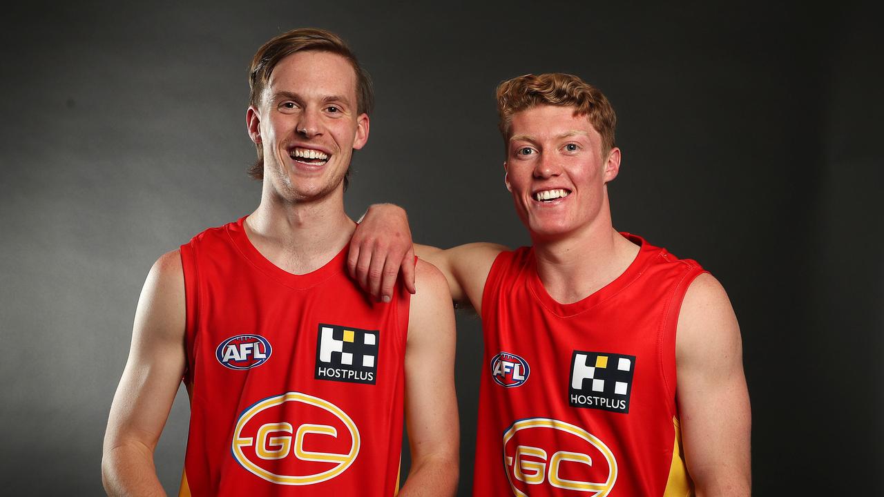 Noah Anderson and Matt Rowell pose for a photo at the draft in November. Pic: Michael Klein