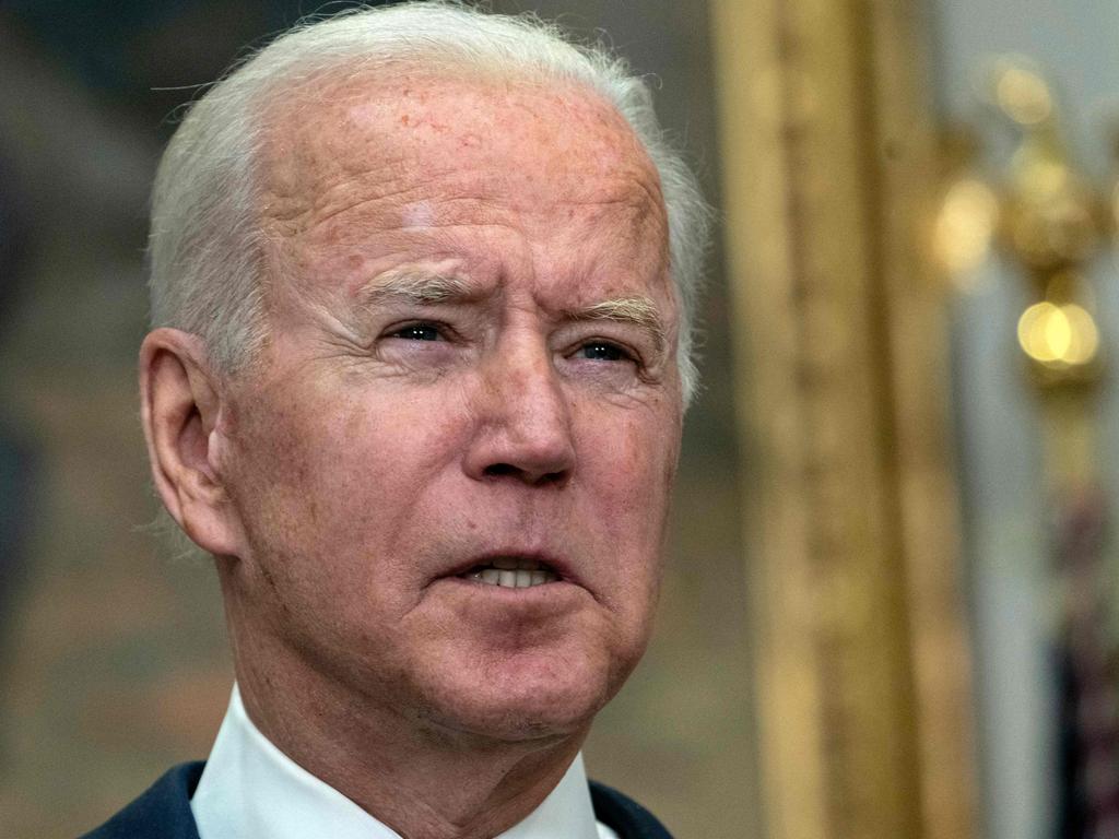 US President Joe Biden speaks during an update on the situation in Afghanistan in the Roosevelt Room of the White House in Washington, DC. Picture: AFP