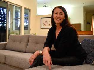 Kerina Simon, 47, inside her new Buderim home she moved into in February. Picture: Shayla Bulloch