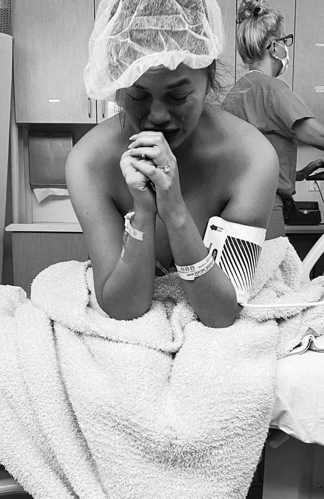 Chrissy Teigen shared heartbreaking photos from her hospital bed in October. Picture: Instagram.