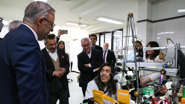 Anthony Albanese visited Cerrone Jewellers in Sydney to talk skills. Picture: Gaye Gerard / NCA Newswire