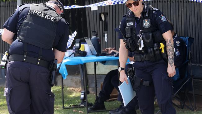 Police investigate a stabbing at Packett Crescent, Loganlea. Picture: Liam Kidston