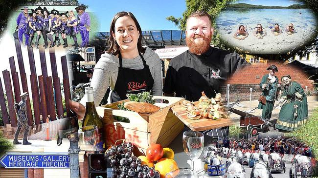 Relish Festival - Amber Tucker (Fraser Coast Tourism & Events) and chef Gavan Chin (The Federal Hotel) with produce and food to highlight this years Relish Festival. Picture: Alistair Brightman