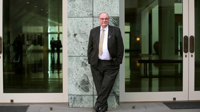 Warren Entsch listens to The co-sponsors of the cross-party marriage equality bill speak at a press conference, at Parliament House in Canberra.