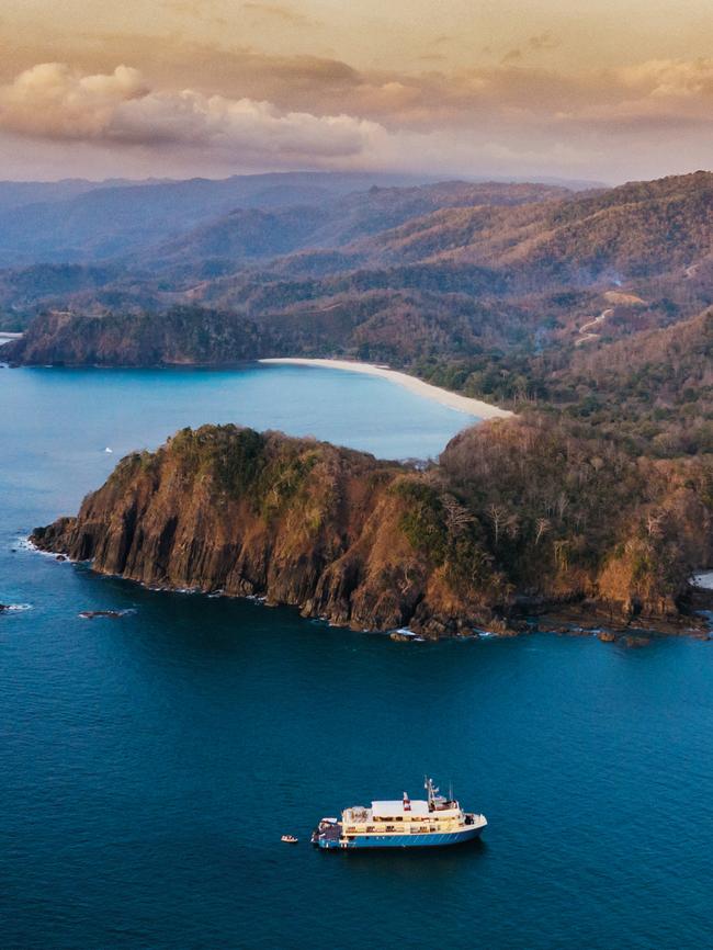 The Kudanil Explorer moored off a remote stretch of Sumba. Picture: Jack Johns