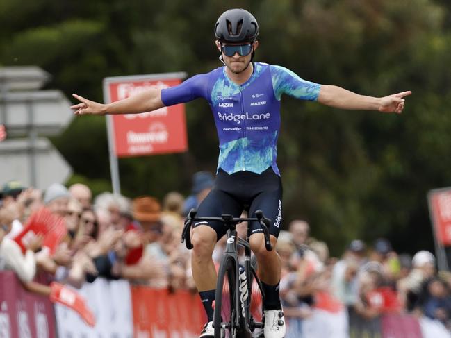 Tristan Saunders won his first Powercor Melbourne to Warrnambool Cycling Classic on February 4, 2023, Victoria, Australia. Photo by Con Chronis