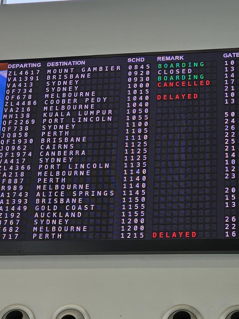 Adelaide to Sydney QF 734 cancelled. Photo: Matt Turner.