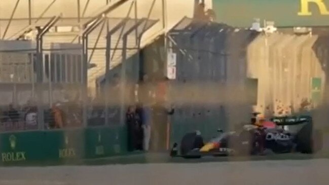 A car goes past where F1 fans are accessing the track. Picture: 7 News