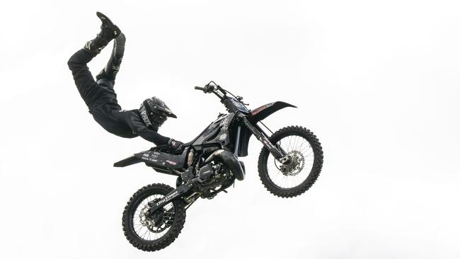 FMX KAOS wowed the crowd with their death-defying stunts. Picture: AAP/Matthew Vasilescu