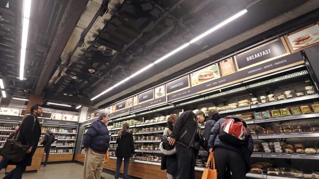 Amazon Go sells ready-to-eat meals and grocery staples. Picture: Elaine Thompson/AP Photo