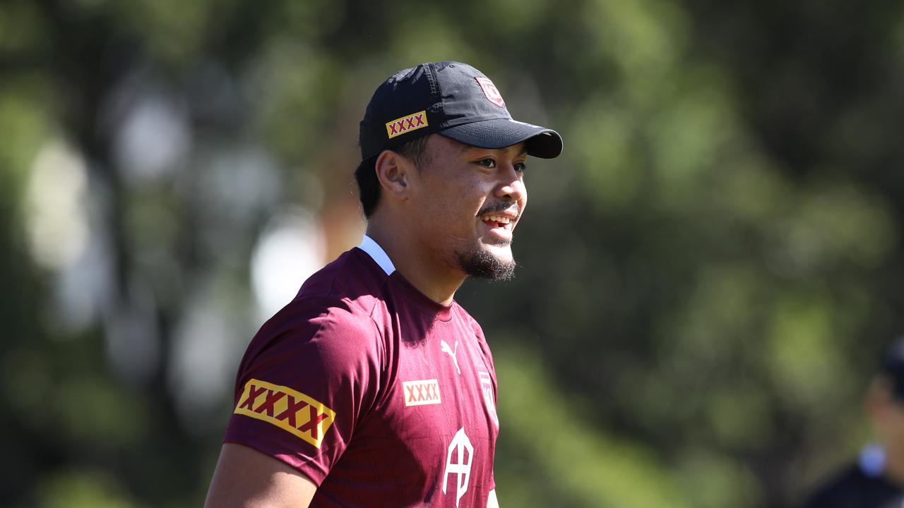 Queensland Maroons Origin training session at Red Hill, Queensland. Jeremiah Nanai. Picture: Zak Simmonds