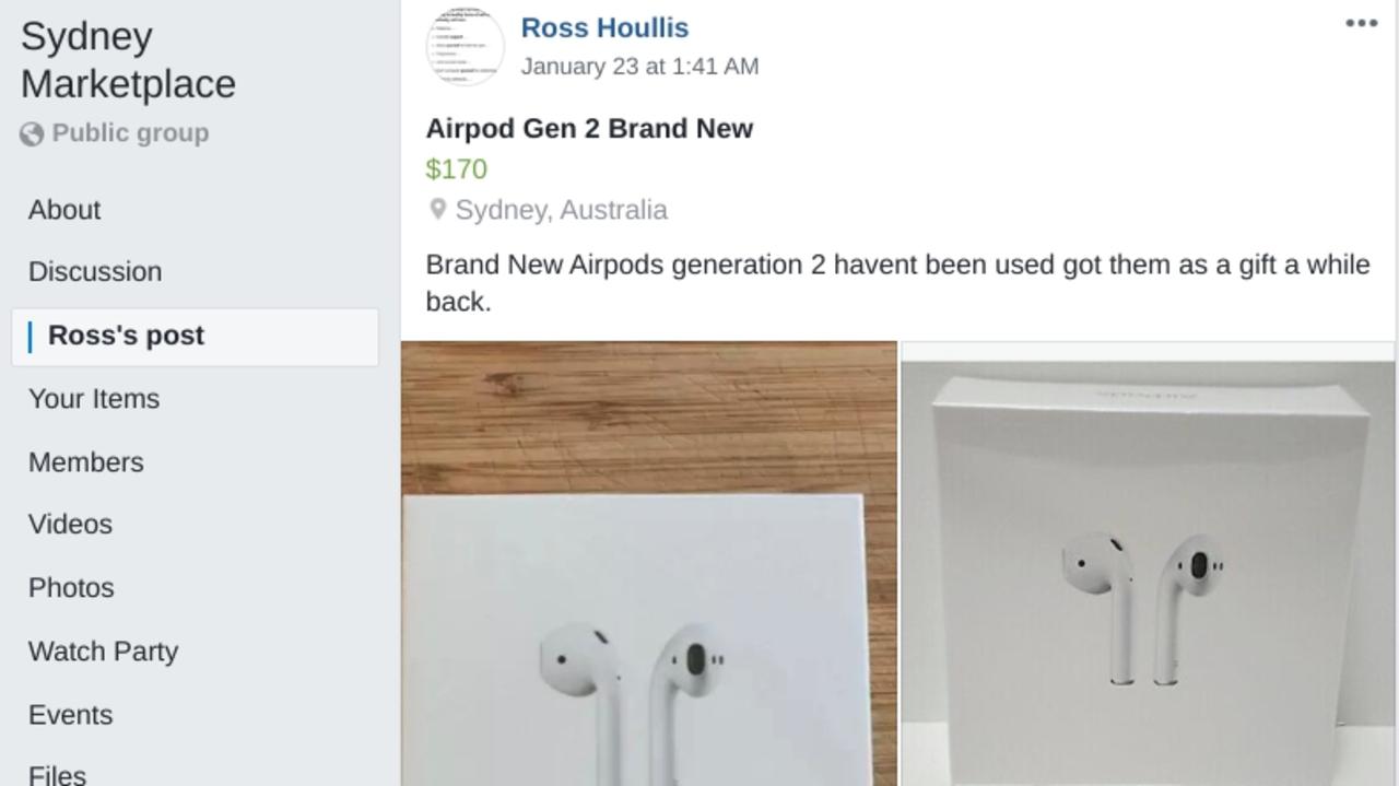 The fake items Ross Houllis was trying to sell via Facebook Marketplace. Picture: Supplied