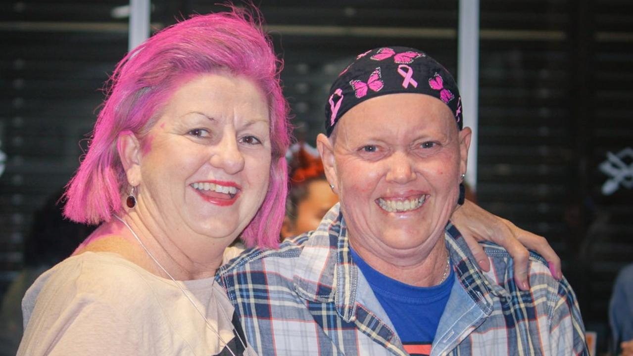 Mayor Anne Baker, sporting her hot pink hairstyle in support of those who have battled breast cancer, with Julie Smith. Picture: File