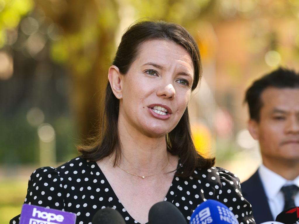 SYDNEY, AUSTRALIA : NewsWire Photos - SEPTEMBER 23 2024;Minister for Housing Rose Jackson addresses the media in a press conference with Premier Chris Minns, Minister for Better Regulation and Fair Trading Anoulack Chanthivong, and  will join Rental Commissioner Trina Jones to provide an update on the GovernmentÃs Rental Reforms package. Picture: NewsWire / Gaye Gerard