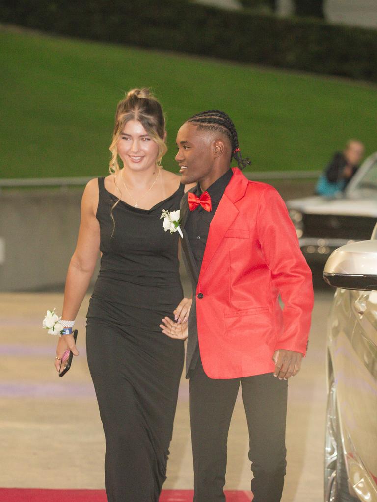 Nat Cusac and Zara Lee among the arrivals at the Southport State High school formal held at Sea World. Picture: Glenn Campbell