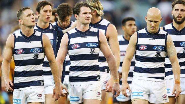 Geelong’s triumvirate Joel Selwood, Patrick Dangerfield and Gary Ablett.