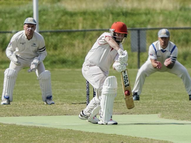 Baden Powell’s Craig Entwistle defends. Picture: Valeriu Campan