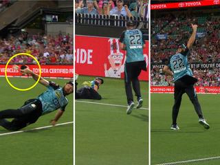 Michael Neser took an incredible outfield catch to seal the Heat's Big Bash title win.