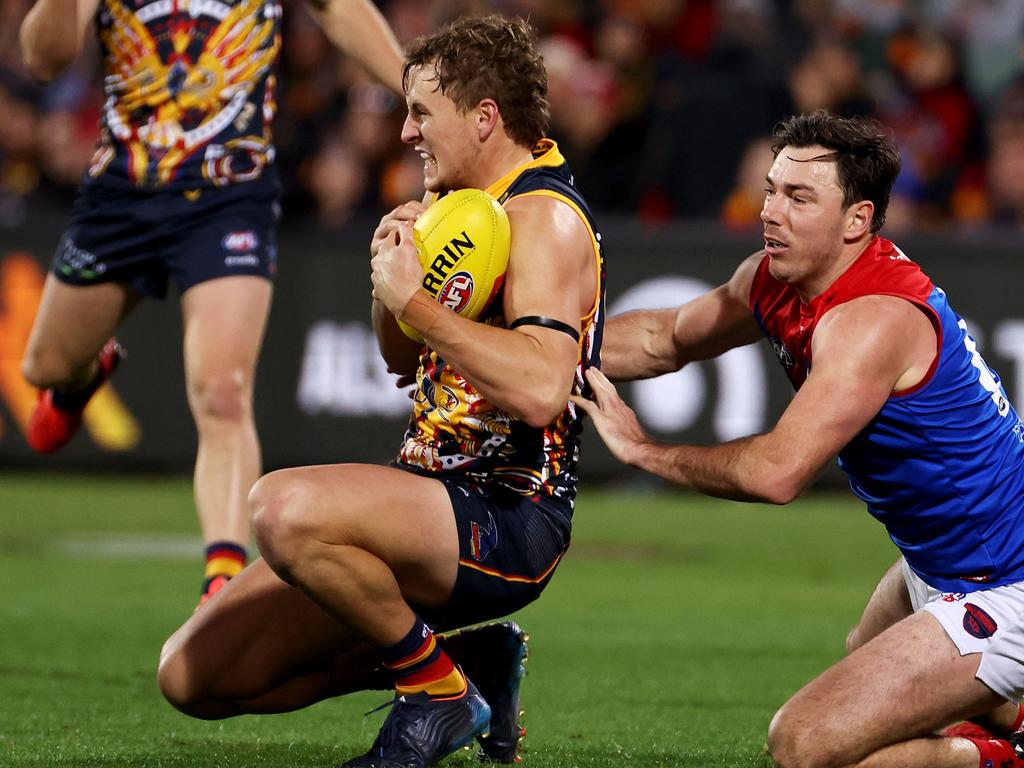 Jordan Dawson was brilliant for the Crows in a losing effort. Picture: AFL Photos/Getty Images